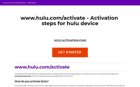 www.hulu.com/activate - Activation steps for hulu device