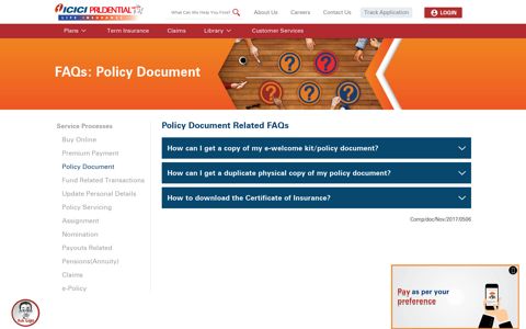 Policy Document FAQs | ICICI Prulife
