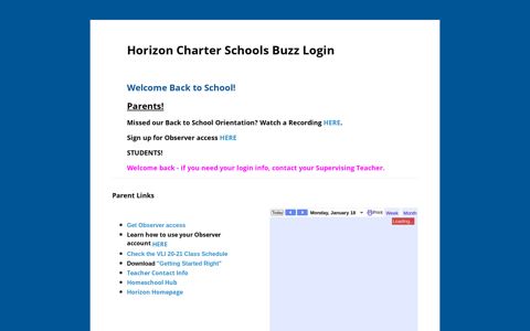 Online Learning at Horizon Charter Schools - Buzz login
