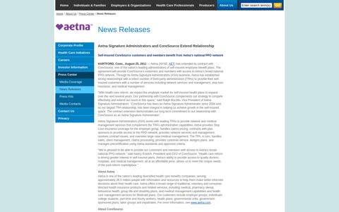Aetna Signature Administrators and CoreSource Extend ...