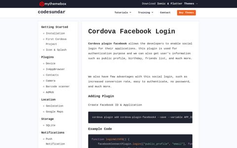 Cordova Facebook Login - codesundar