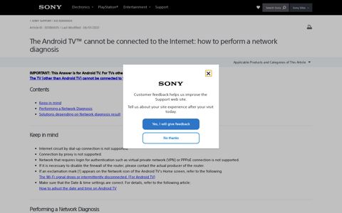 The Android TV™ cannot be connected to the Internet: how to ...