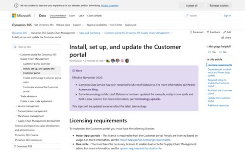 Install, set up, and update the Customer portal | Dynamics 365