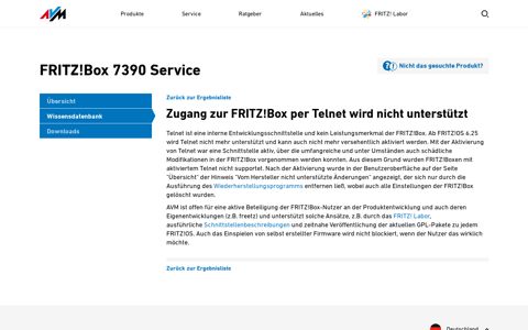 Box per Telnet wird nicht unterstützt | FRITZ!Box 7390 - AVM