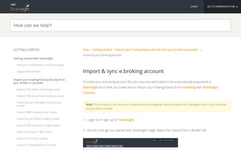 Import & sync e.broking account | Sharesight Help