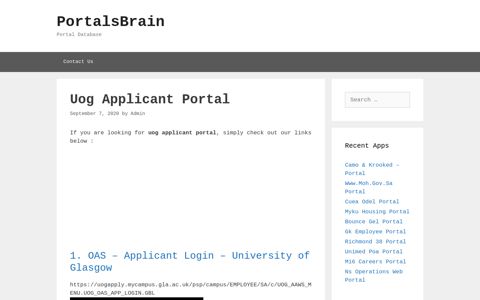 Uog Applicant - Oas - Applicant Login - University Of Glasgow