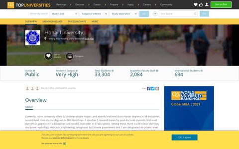 Hohai University : Rankings, Fees & Courses Details | Top ...