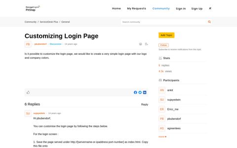 Customizing Login Page - ManageEngine Pitstop