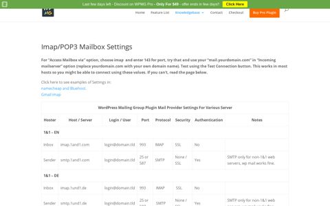 Imap/POP3 Mailbox Settings - WordPress Mailing Group ...