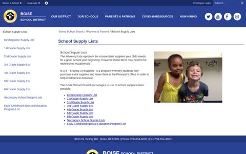 School Supply Lists - Boise School District
