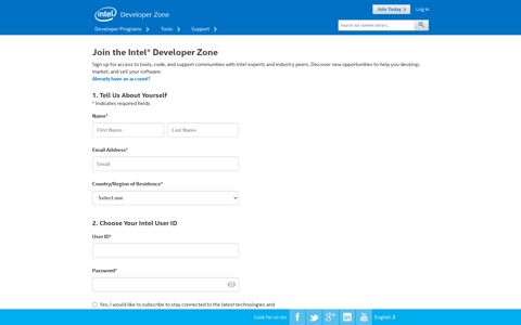 Registration | Intel® Developer Zone