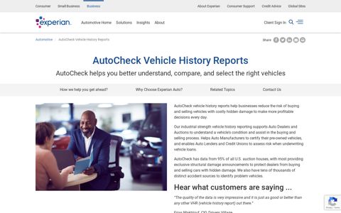 AutoCheck Vehicle History Reports | Experian Automotive