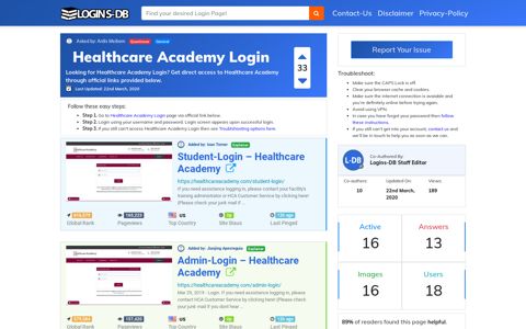 Healthcare Academy Login - Logins-DB