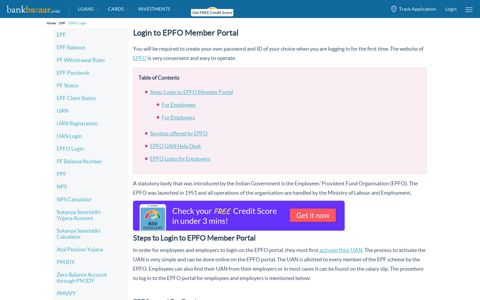 EPFO Login - How to Login EPFO Member Portal - BankBazaar