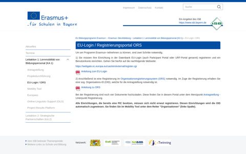 EU-Login / ORS - EU Bildungsprogramm Erasmus+ - Bayern.de