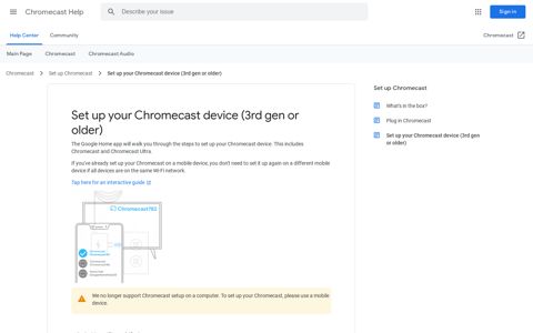 Set up your Chromecast device (3rd gen or older) - Google ...