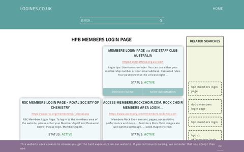 hpb members login page - General Information about Login