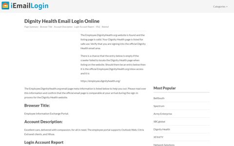 Dignity Health Email Login Page URL 2020 | iEmailLogin
