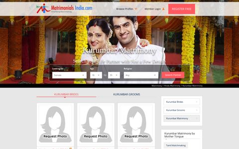 Kurumbar Matrimony - Hindu Kurumbar Matrimonial For ...