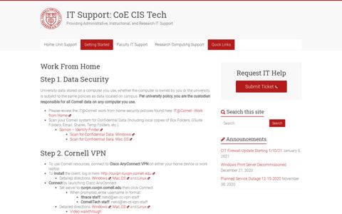 Work From Home – IT Support: CoE CIS Tech