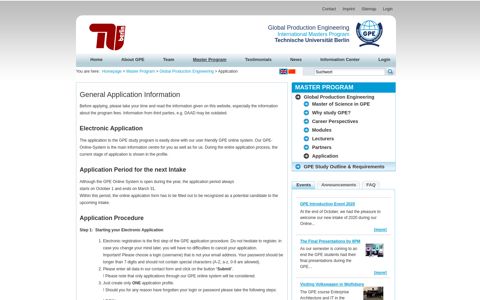 Application - Global Production Engineering - TU Berlin