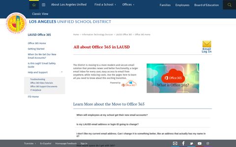 LAUSD Office 365 / Office 365 Home