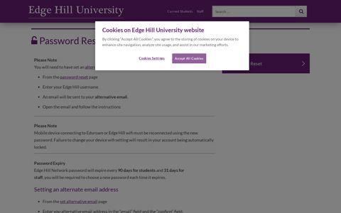 Password Reset - Edge Hill University