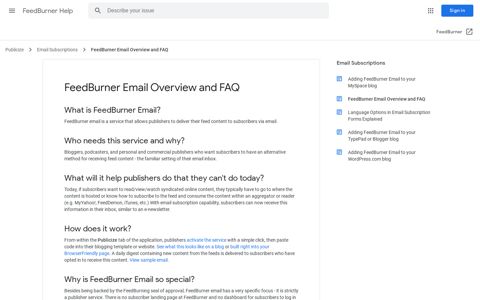 FeedBurner Email Overview and FAQ - FeedBurner Help