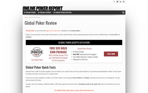 Global Poker Review December 2020 - Free $20 Gold Coin ...