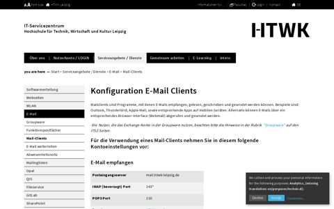 HTWK Leipzig ITSZ - IT-Servicezentrum Mail-Clients