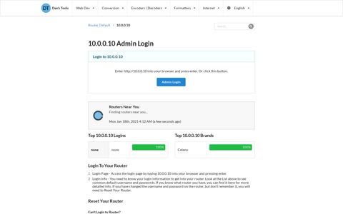 10.0.0.10 Admin Login - Clean CSS