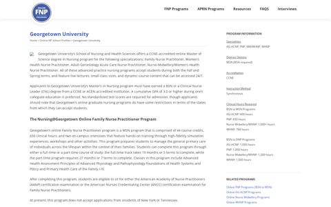 Georgetown University Online NP Programs - MS & DNP