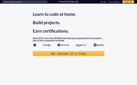 freeCodeCamp.org: Learn to code at home