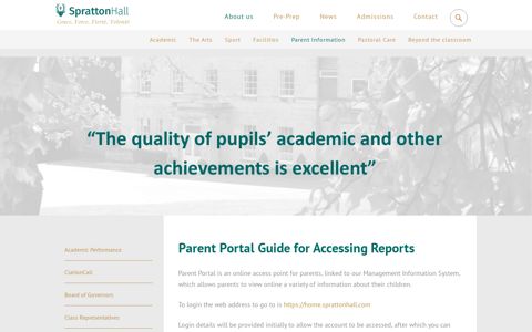 Parent Portal Guide for Accessing Reports - Spratton Hall