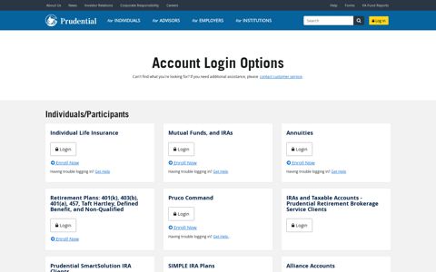 Account Login Options | Prudential Financial
