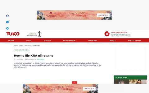 How to file KRA NIL returns in 2020: Step-by-step guide ...