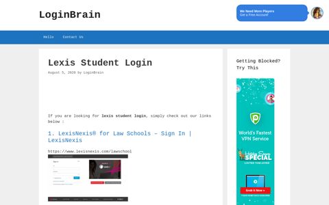 Lexis Student - Sign In | Lexisnexis - LoginBrain