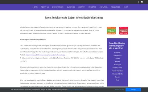 Parent Portal Access to Student Information/​Infinite Campus