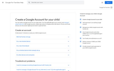 Create a Google Account for your child - Google For Families ...