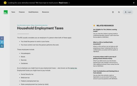 Household Employment Taxes | H&R Block