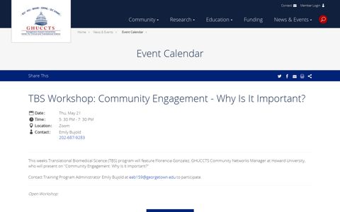 TBS Workshop: Community Engagement - Why Is ... - GHUCCTS