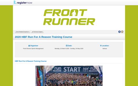 2020 HBF Run For A Reason Training Course - Register Now