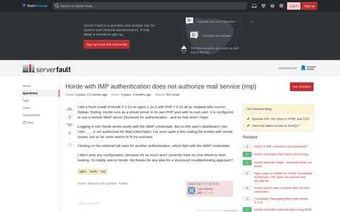 Horde with IMP authentication does not authorize mail service ...