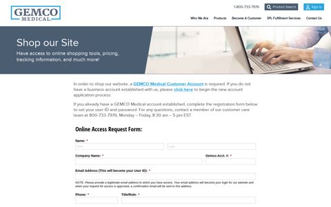 Request Online Access - gemcomedical.com