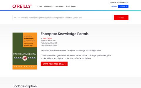 Enterprise Knowledge Portals [Book] - O'Reilly