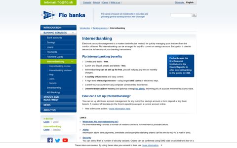 Internetbanking, electronic account management ... - Fio banka