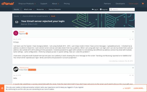 Your Email server rejected your login | cPanel Forums