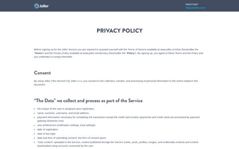 Privacy Policy - Jollor