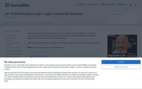 JSF Authentication Login Logout Database Example ...
