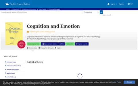 Cognition and Emotion: Vol 34, No 8 - Taylor & Francis Online